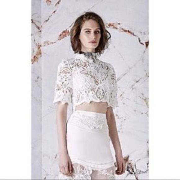 Asilio The Mind Fall Top White Lace Crop Topper Size 4 - Picture 2 of 11